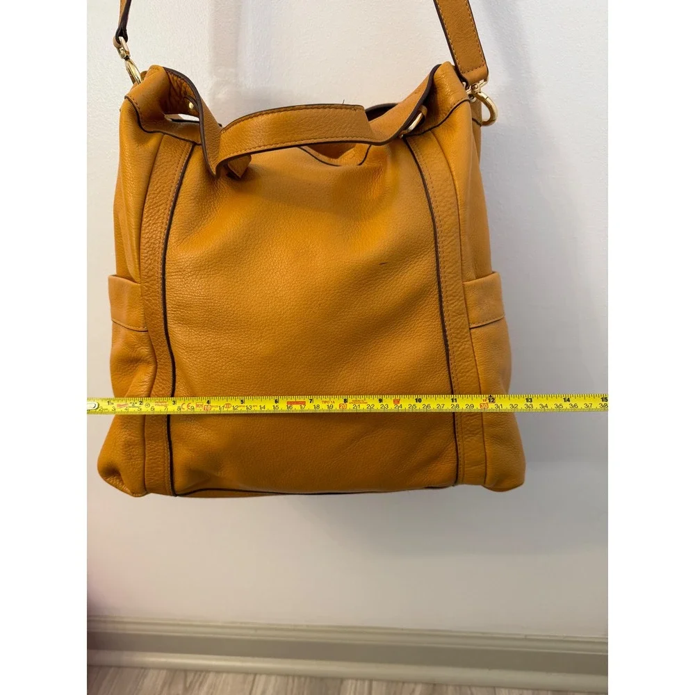 Stunning Presa Pebbled Leather Handbag in Vibrant Honey/Mustard Tone